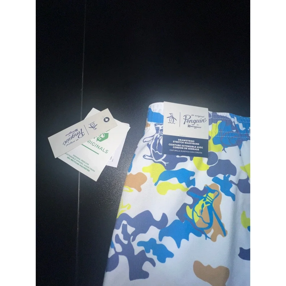 Original Penguin USA Pickleball Shorts Mens Large White Camo Stretch Athletic